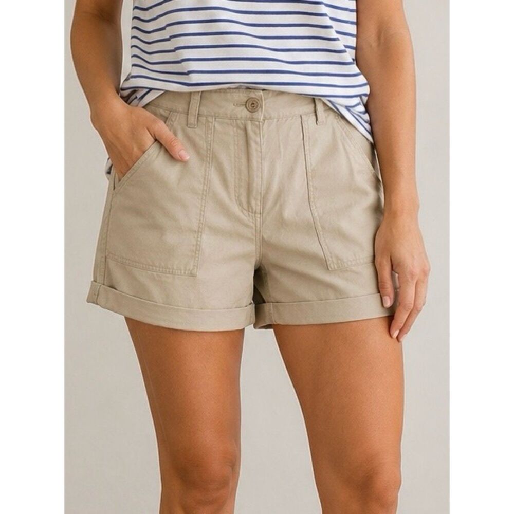 NWT Loft Lightweight Cotton Cargo Shorts Lightweight Khaki Women’s Size 14 NEW